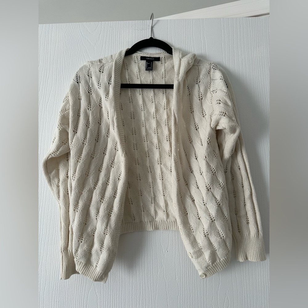 Women’s forever 21 cream knit cardigan, Size: S